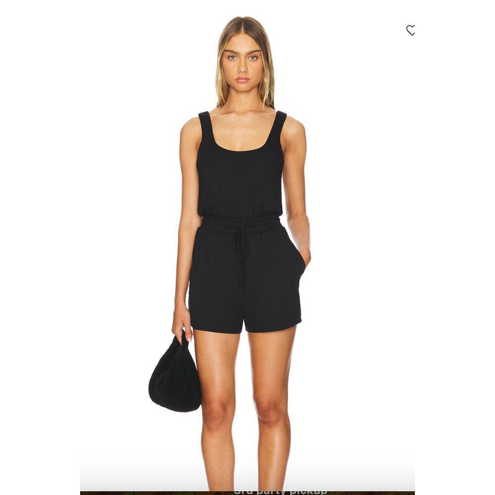 Lovers + Friends Black Kelsey Drawstring Romper Sz XS